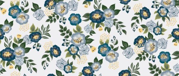 Peinture murale Fleurs Bleu Marine