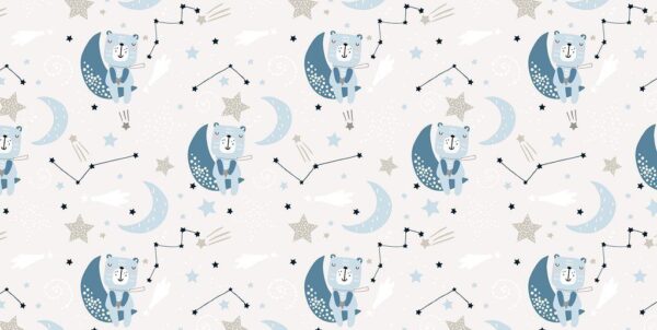 Peinture murale Ours en peluche sur la lune