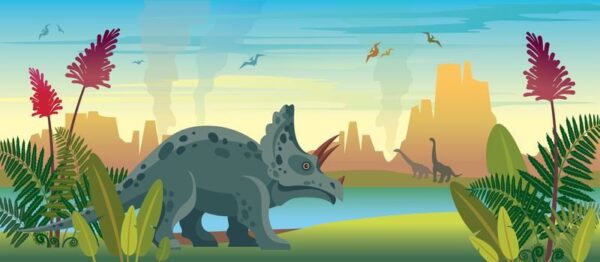 Peinture murale Terre de dinosaures