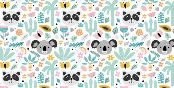 Peinture murale Pandas avec Cactus