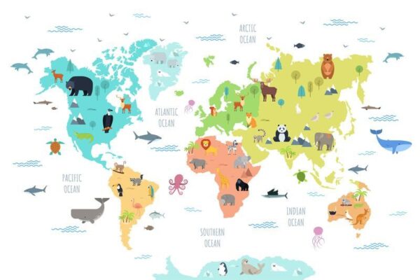 Peinture murale Carte du monde