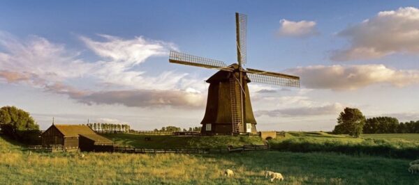 Peinture murale Moulin à vent à la campagne