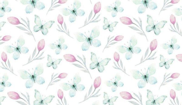 Peinture murale Papillons et Tulipes
