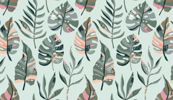 Peinture murale Feuilles tropicales