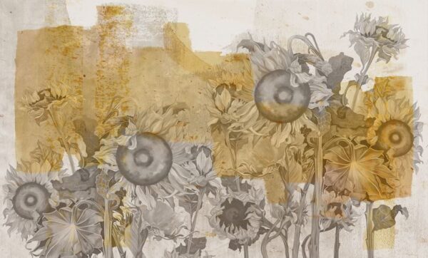 Peinture murale Fleurs de Beige