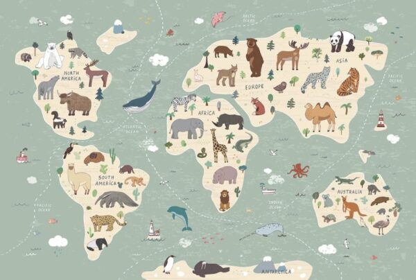 Peinture murale Carte du monde