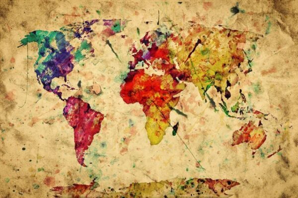 Peinture murale Carte du monde