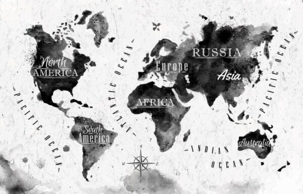 Peinture murale Carte du monde