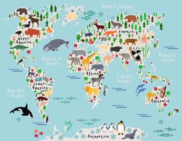 Peinture murale Carte du monde