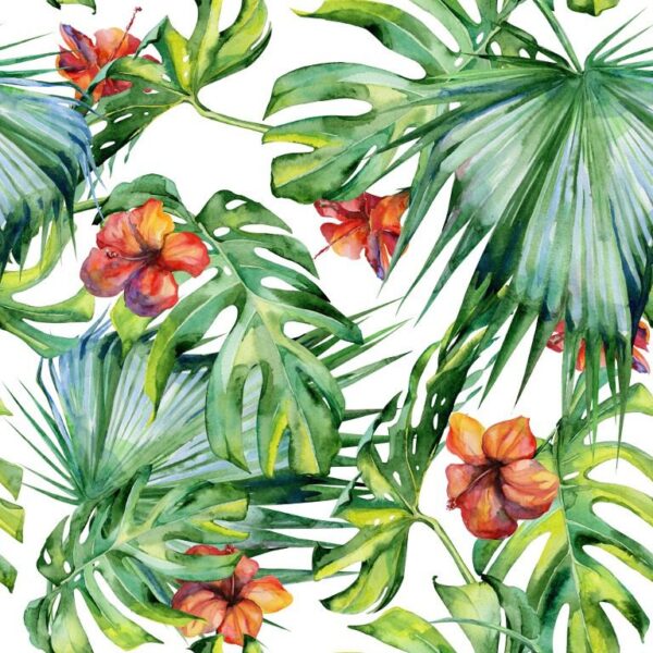 Peinture murale Fleurs de Monstera