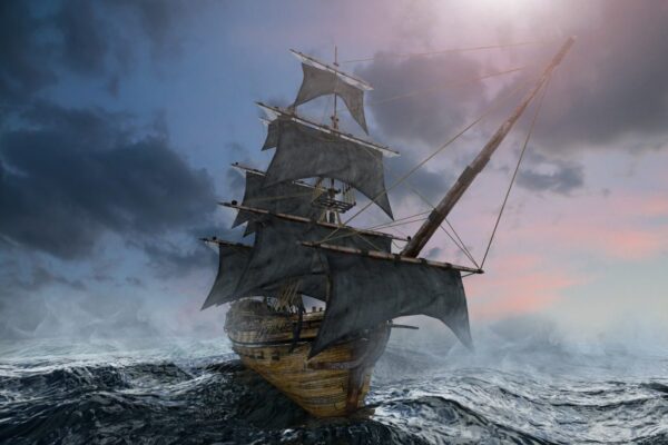 Peinture murale Mer voilier