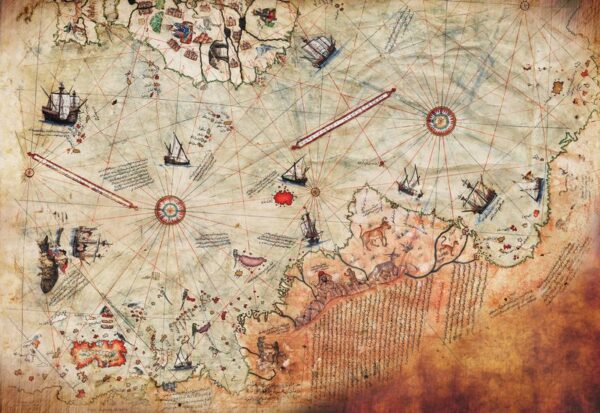 Peinture murale Carte avec Navires
