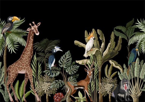 Peinture murale Jungle nocturne