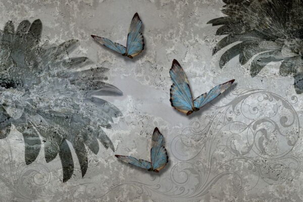 Peinture murale Papillons sur le fond