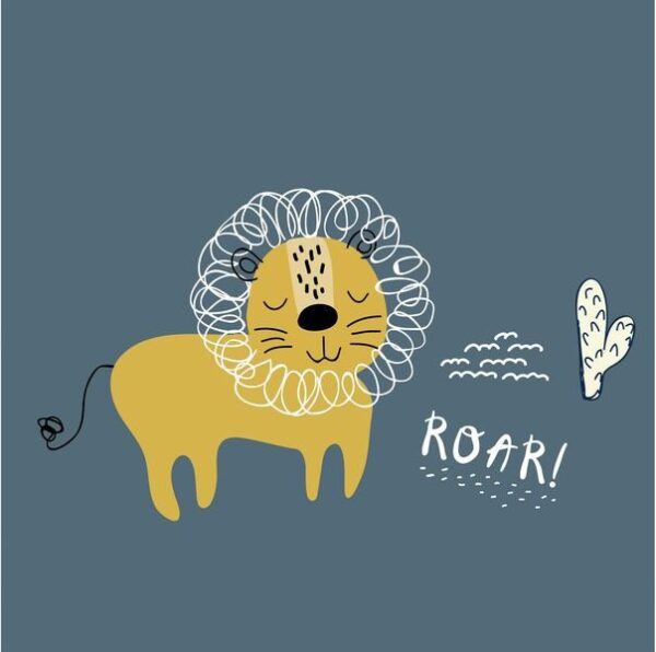 Peinture murale Lion mignon