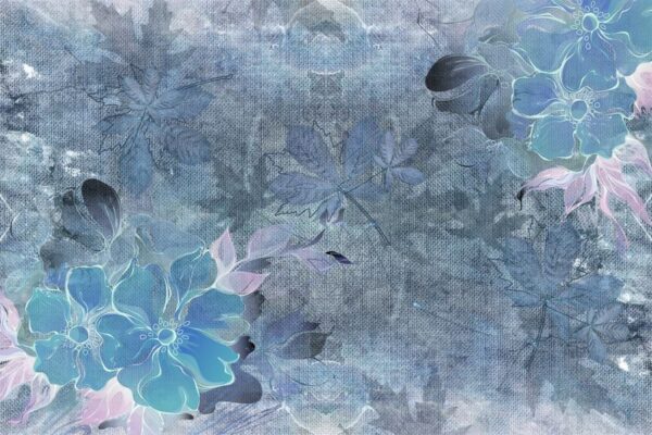 Peinture murale Fleurs bleues