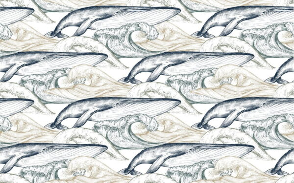 Peinture murale Baleines