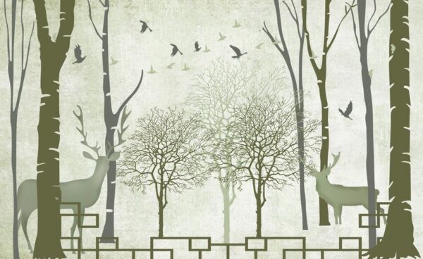 Peinture murale Cerf en hiver