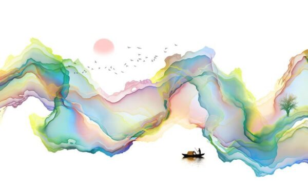 Peinture murale Paysage arc-en-ciel