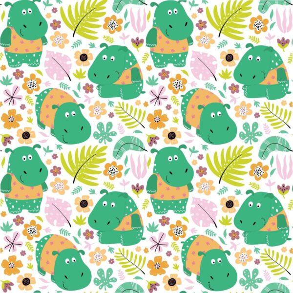 Poster XXL Hippopotames verts