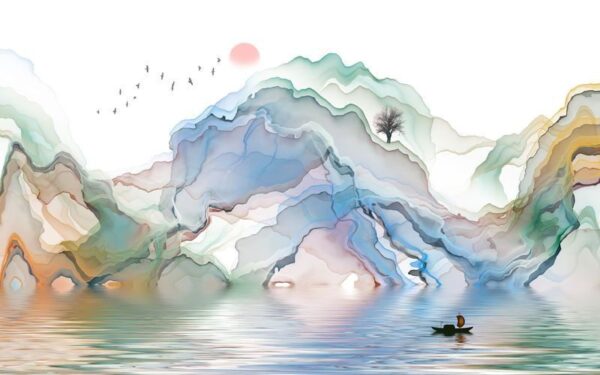Poster XXL Montagnes arc-en-ciel