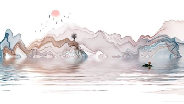 Peinture murale Montagnes d'encre