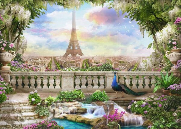 Peinture murale Vue de Paris