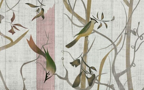 Peinture murale Arbres et Oiseaux