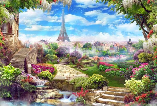 Peinture murale Jardin à la française