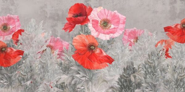 Peinture murale Coquelicots rouges