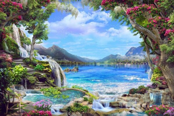 Peinture murale Beau jardin