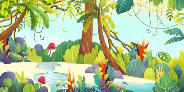 Peinture murale Jungle des enfants