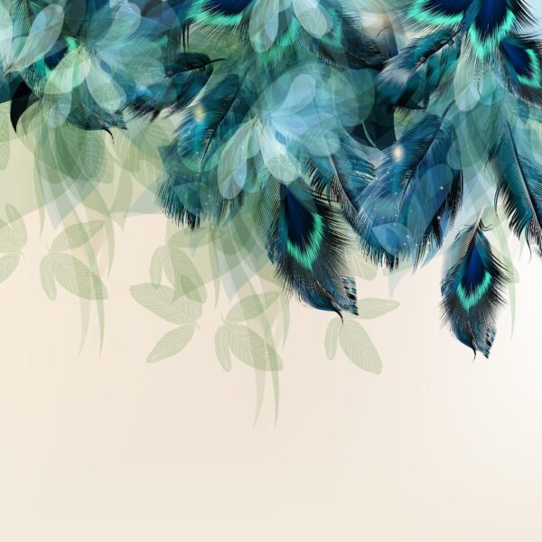 Peinture murale Plumes bleues