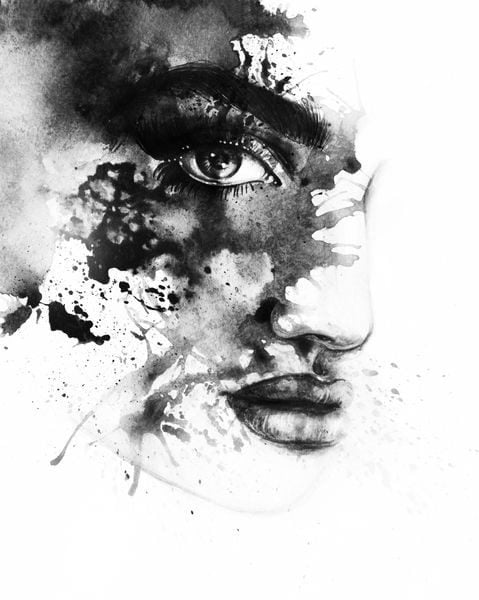 Sticker mural Encre Femme