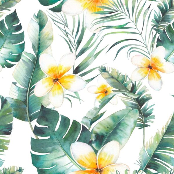 Peinture murale Plumeria blanc