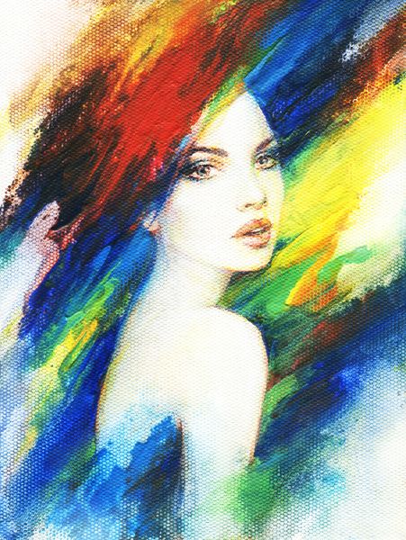 Peinture murale Femme colorée