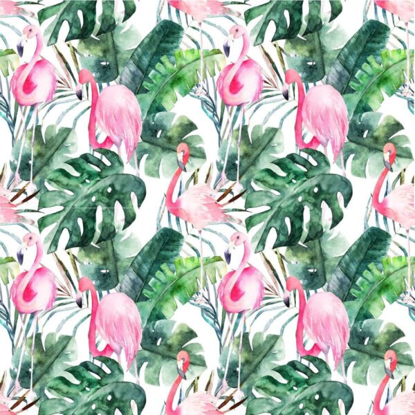 Peinture murale Flamants roses tropicaux