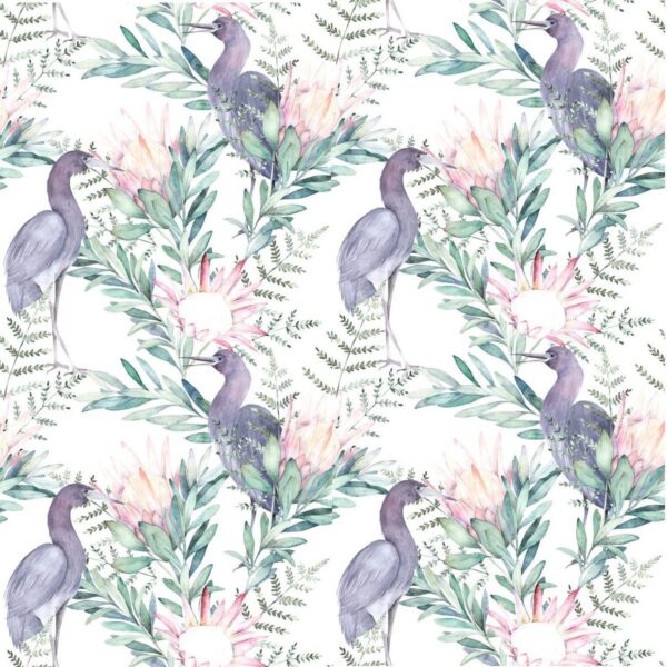 Peinture murale Oiseaux et eucalyptus