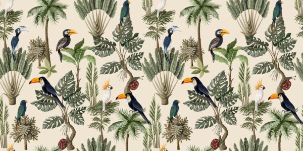 Peinture murale Oiseaux Exotiques