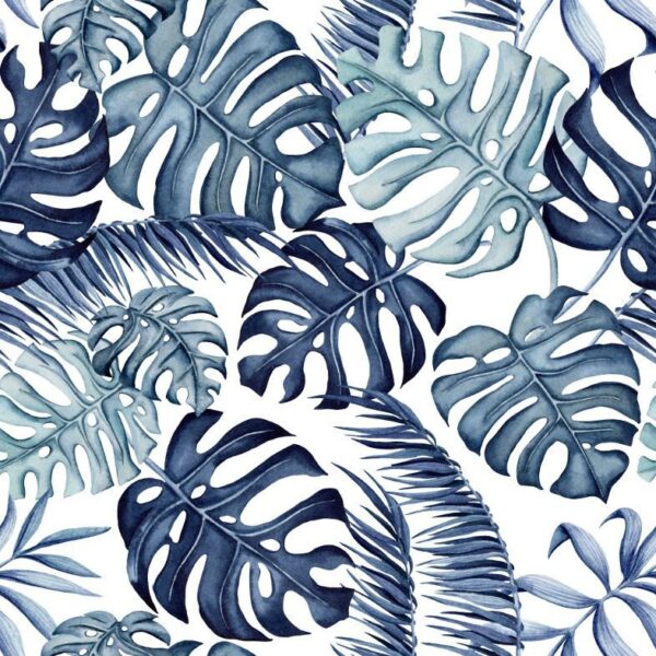 Peinture murale Feuilles bleues