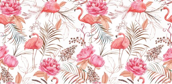 Peinture murale Roses Flamingo