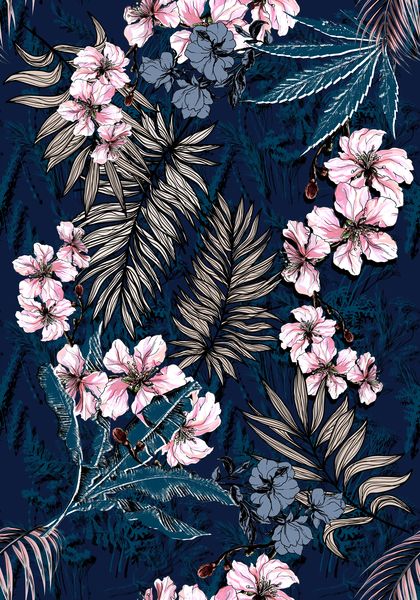Sticker mural Fleurs Exotiques