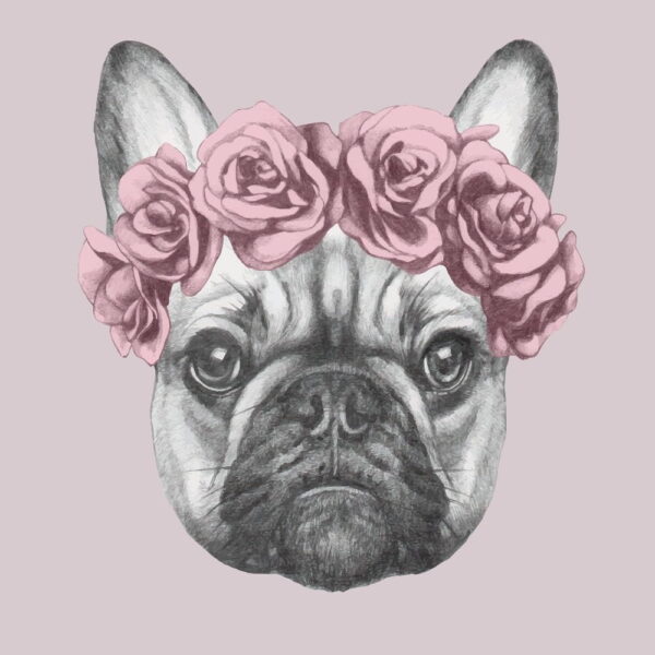 Peinture murale Chien avec des fleurs