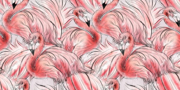 Peinture murale Un troupeau de flamants roses