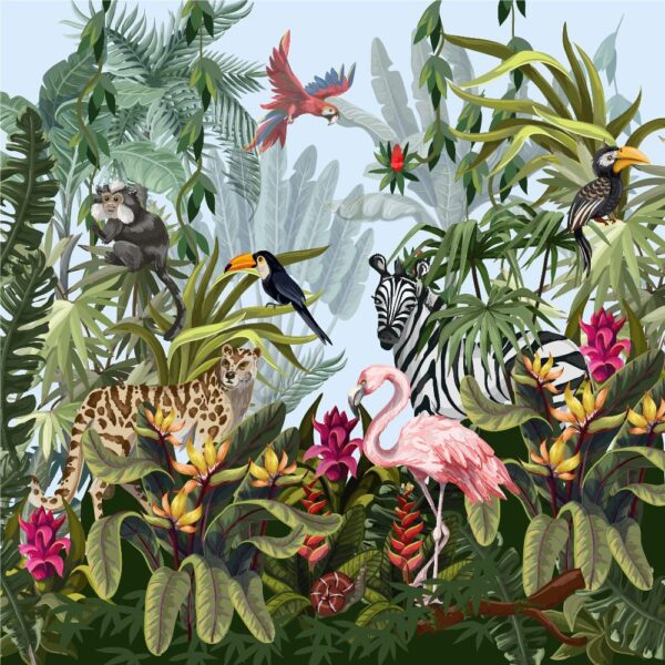 Peinture murale Fleurs de la jungle