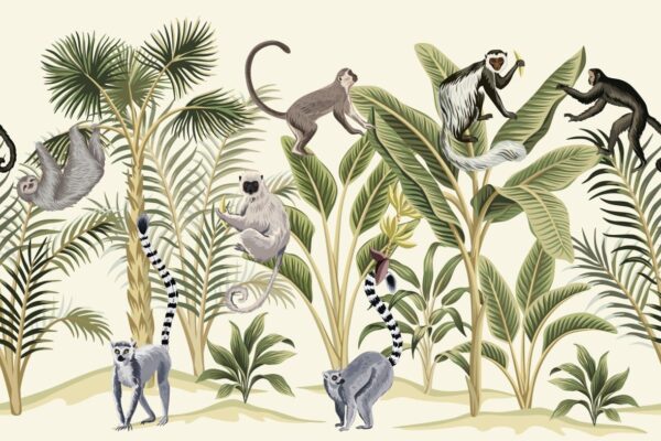 Papier peint Singes espiègles