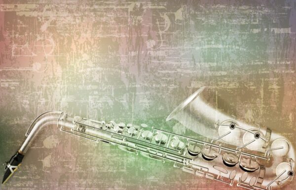 Peinture murale Saxophone d'argent
