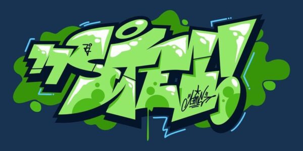 Peinture murale Graffitty vert