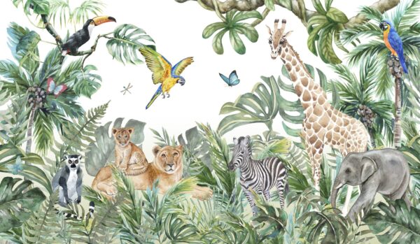 Peinture murale Animaux de la jungle