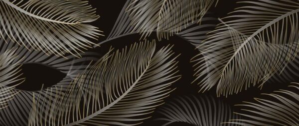 Peinture murale Feuilles grises